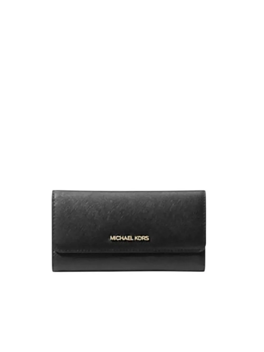 Michael Kors Crossgrain Leather Tri Fold Wallet Black